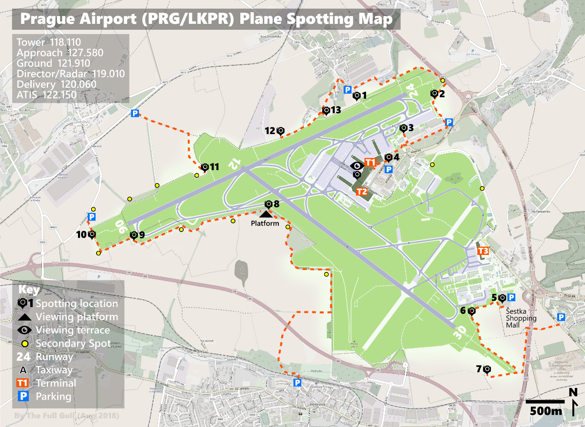 prague airport plane spotting map